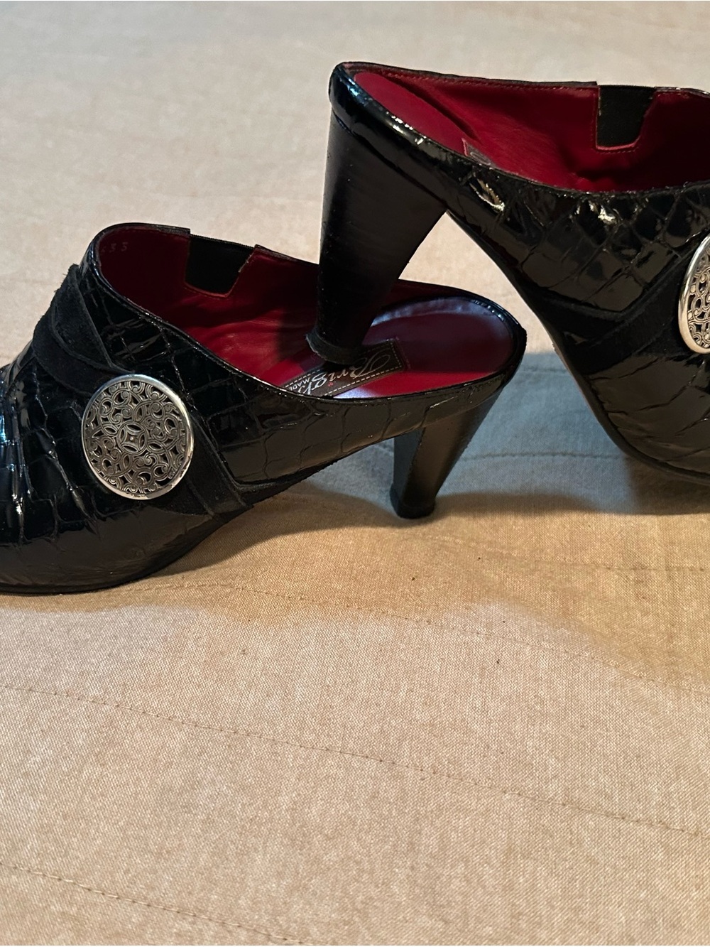 Brighton Black Croc-Embossed Slip-On Loafers with Silver Medallion - Picture 5 of 8